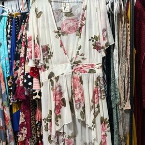 HP Floral Wrap Blouse - White and Pink